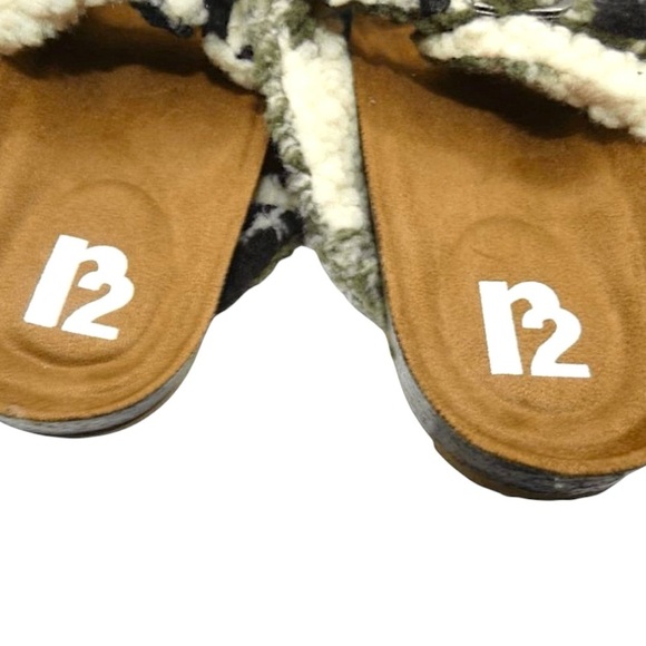 NWT R2 Bernette Camo Faux Fur Sherpa Slides Size 9 Cozy Birkenstock Style - Picture 6 of 10
